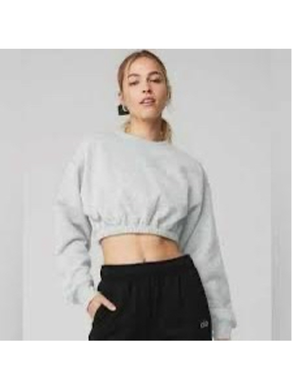 Women's Alo Yoga Grey Crop Devotion Sweatshirt Size Small
